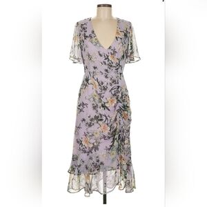 Astr Floral Midi Dress in Lavender